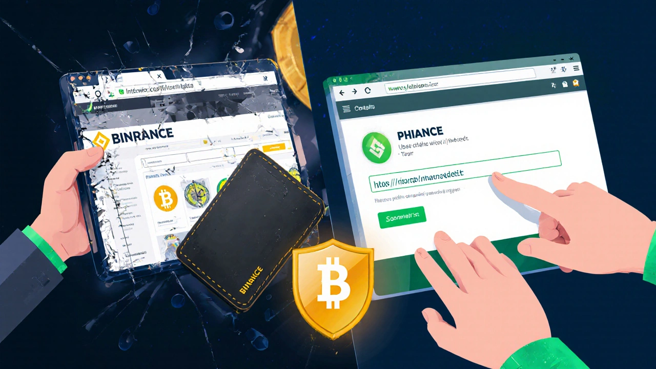 Сравнение фишингового сайта и настоящего кошелька: хакер с одной стороны, пользователь вводит адрес вручную — с другой.