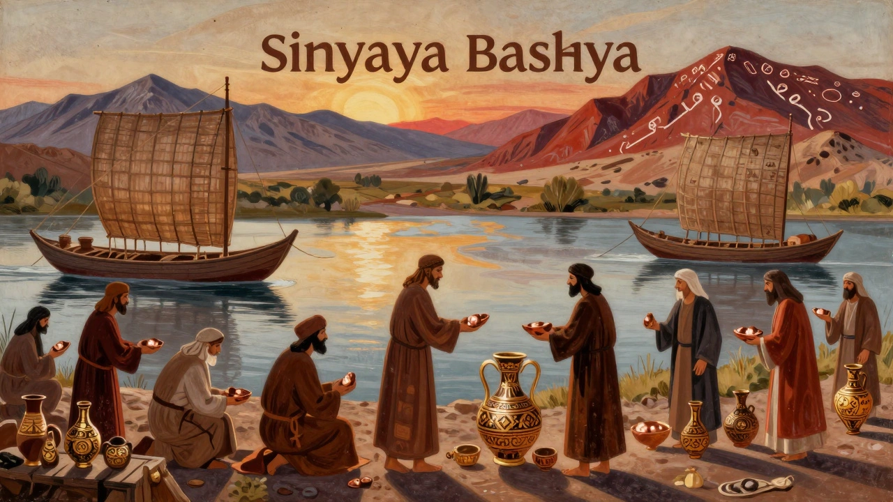 Древние торговцы обменивают медь и керамику на берегу Волги в эпоху неолита.