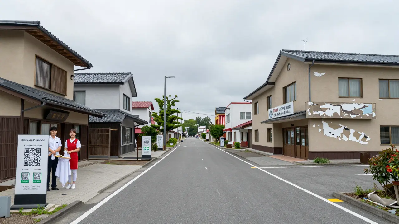 Сравнение чистой японской деревни и запущенного русского города.
