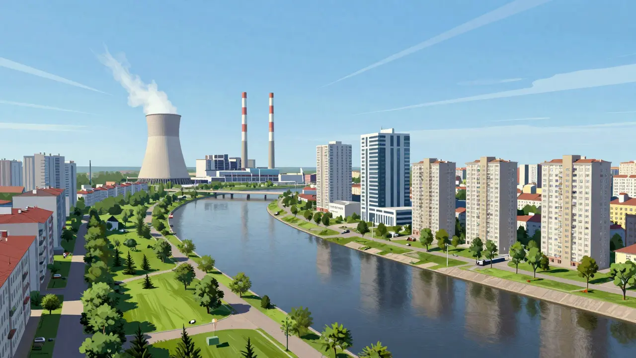 Волгодонск с АЭС и каналом на берегу Дона